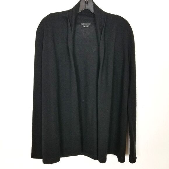 Theory Women 100% Cashmere Open Front Cardigan Sz M Black Sweater Soft Cozy - Picture 1 of 8